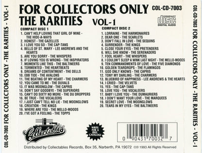 Various : 'Collectables' Presents 'For Collectors Only':  Volume 1 "The Rarities" (2xCD, Comp, Nim)