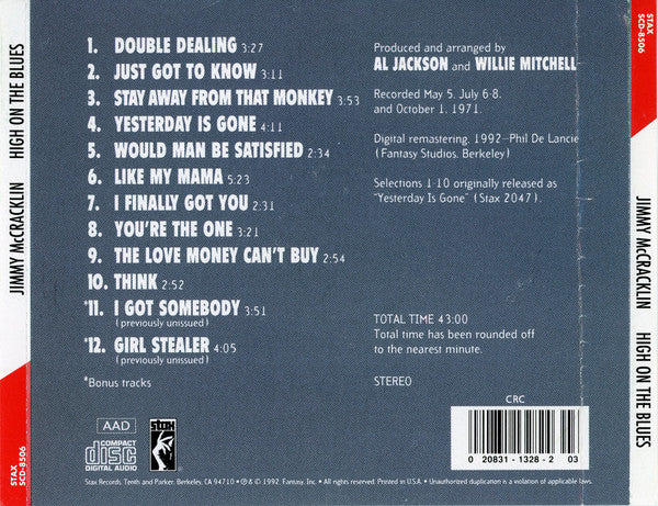 Jimmy McCracklin : High On The Blues (CD, Album, Club, RE, RM)