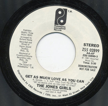 The Jones Girls : Get As Much Love As You Can (7", Promo, Styrene, Ter)