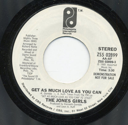 The Jones Girls : Get As Much Love As You Can (7", Promo, Styrene, Ter)