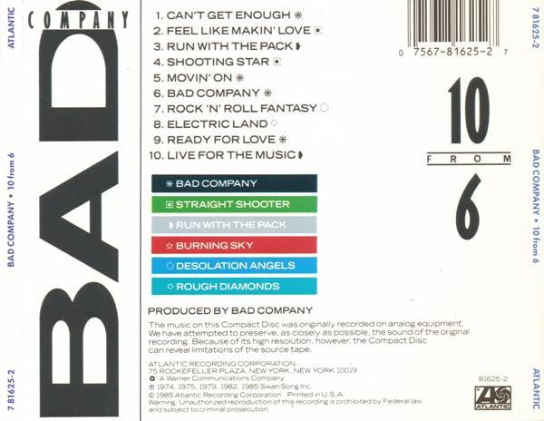 Bad Company (3) : 10 From 6 (CD, Comp)