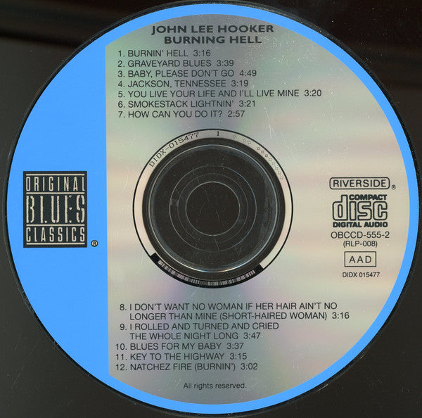 John Lee Hooker : Burning Hell (CD, Album, RE, RP)