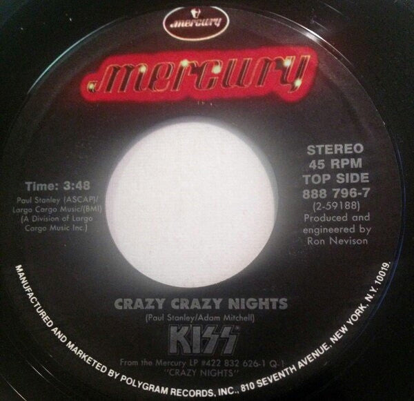Kiss : Crazy Crazy Nights (7", Single, Spe)