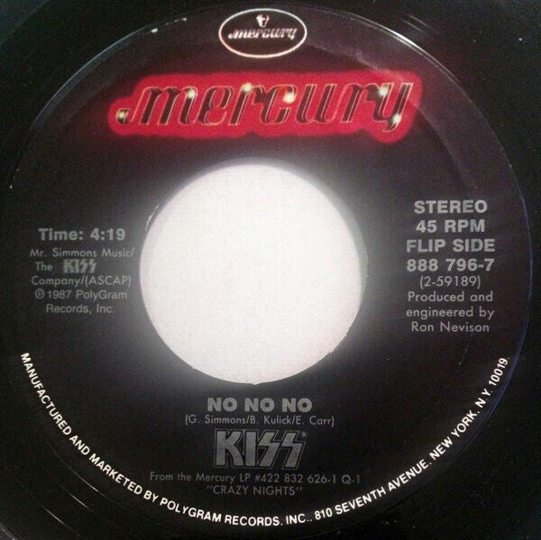 Kiss : Crazy Crazy Nights (7", Single, Spe)