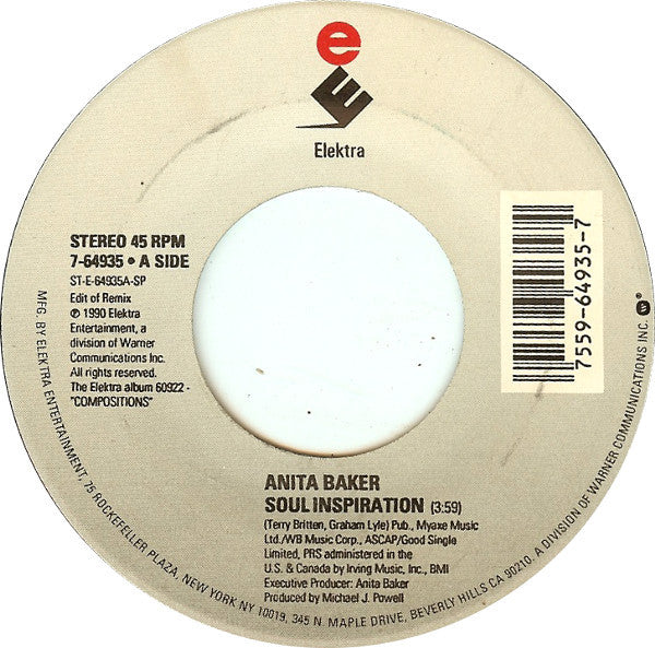 Anita Baker : Soul Inspiration (7", Single, Spe)
