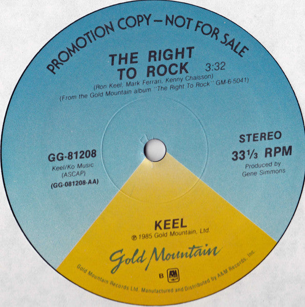 Keel : The Right To Rock (12", Single, Promo)