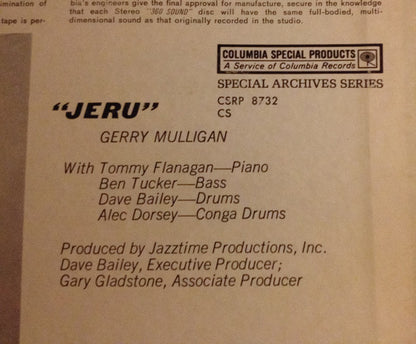 Gerry Mulligan : Jeru (LP, Album, RE)