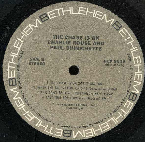 Charlie Rouse / Paul Quinichette : The Chase Is On (LP, Album, RE)