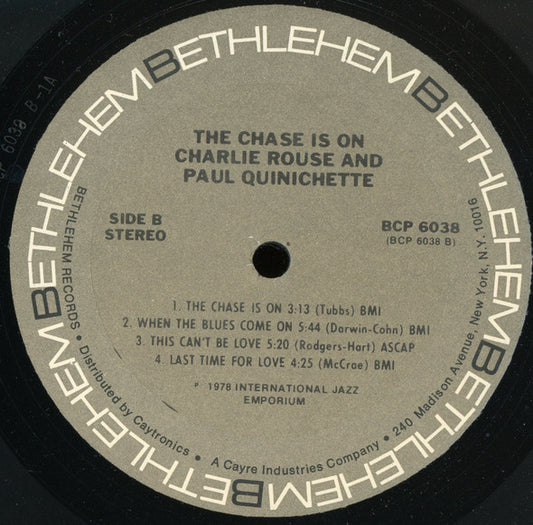 Charlie Rouse / Paul Quinichette : The Chase Is On (LP, Album, RE)