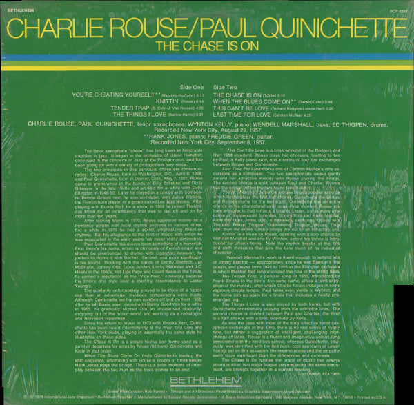 Charlie Rouse / Paul Quinichette : The Chase Is On (LP, Album, RE)