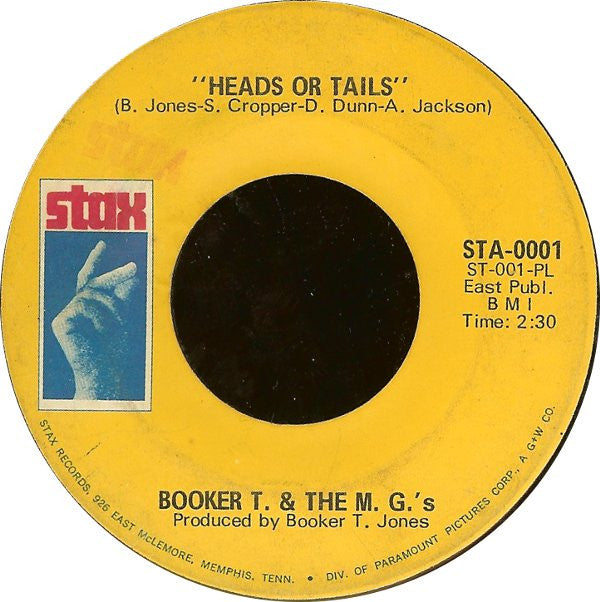 Booker T & The MG's : Heads Or Tails (7", Single, PL )