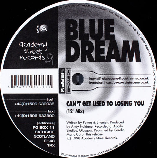 Blue Dream : Can't Get Used To Losing You (12")