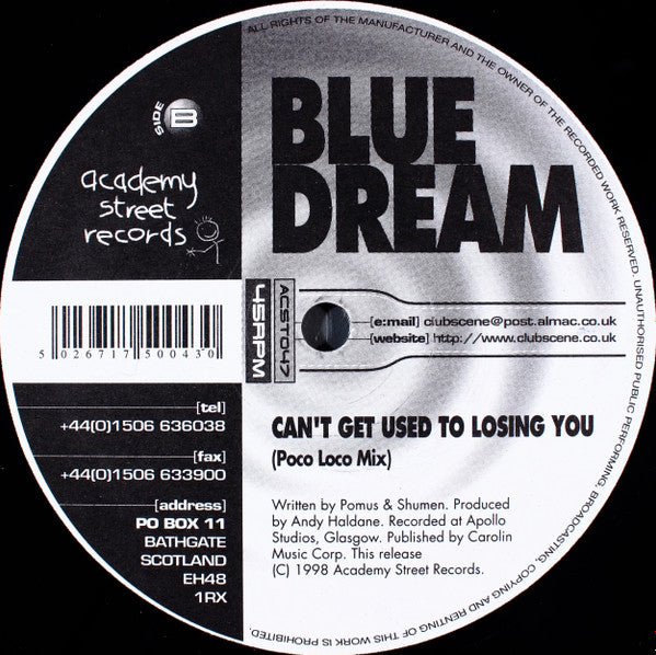 Blue Dream : Can't Get Used To Losing You (12")
