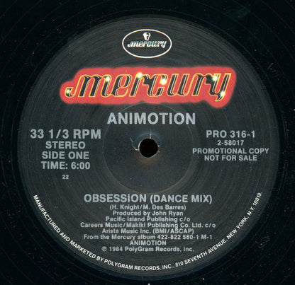 Animotion : Obsession (Dance Mix) (12", Promo, All)