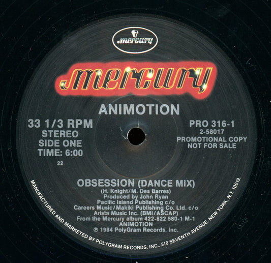 Animotion : Obsession (Dance Mix) (12", Promo, All)