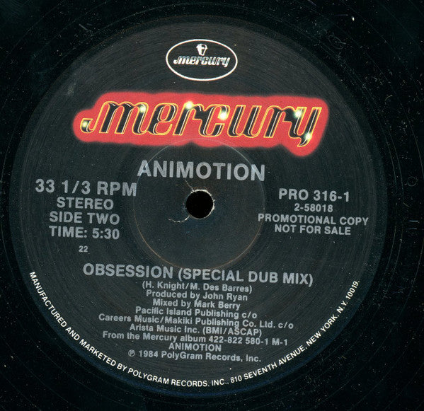 Animotion : Obsession (Dance Mix) (12", Promo, All)