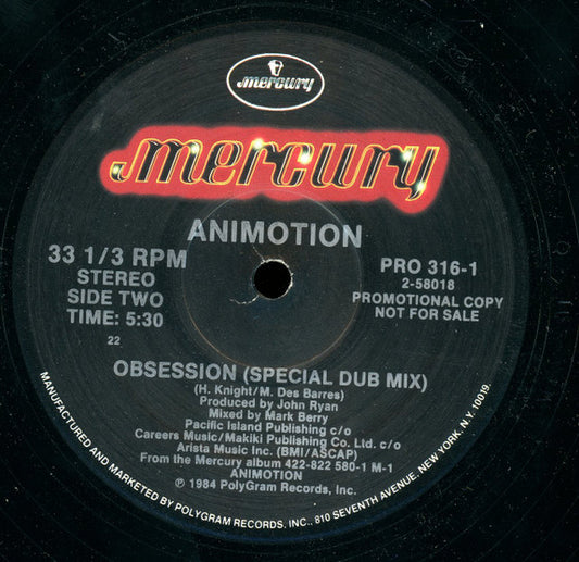 Animotion : Obsession (Dance Mix) (12", Promo, All)