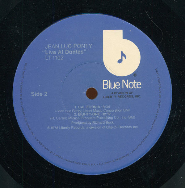 Jean-Luc Ponty : Live At Donte's (LP, Album)