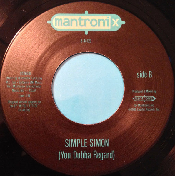 Mantronix : Simple Simon (You Gotta Regard) (7", Single)