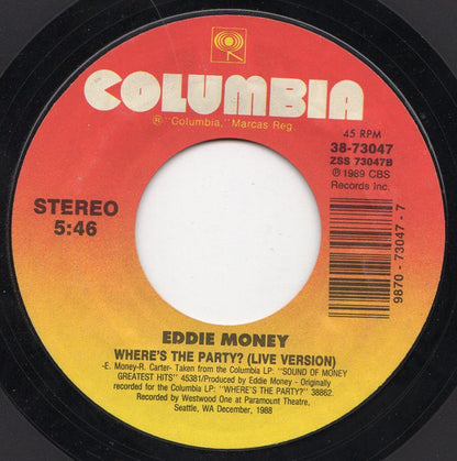 Eddie Money : Peace In Our Time (7", Styrene, Car)