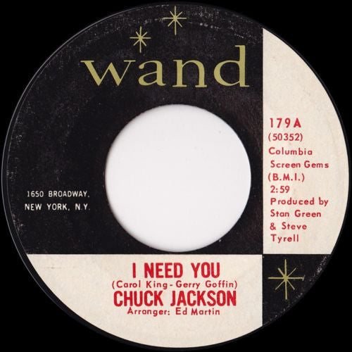 Chuck Jackson : I Need You (7", Single, Styrene)