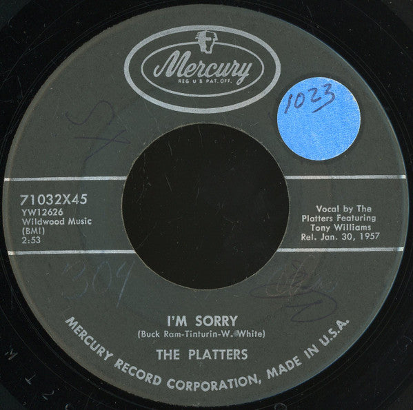 The Platters : I'm Sorry / He's Mine (7", Scr)