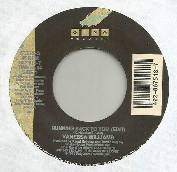 Vanessa Williams : Running Back To You (7", Single)