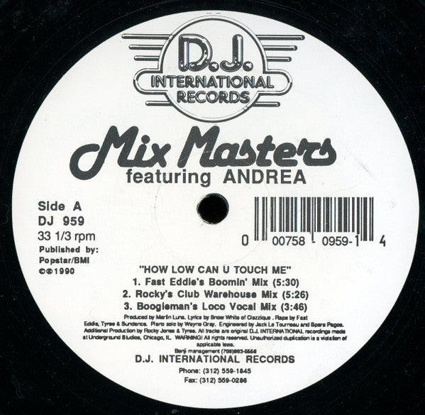 Mix Masters Featuring Andrea Salazar : How Low Can U Touch Me (12")