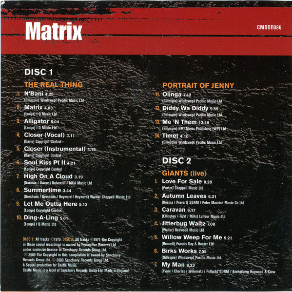 Dizzy Gillespie : Matrix (The Perception Sessions) (2xCD, Comp)