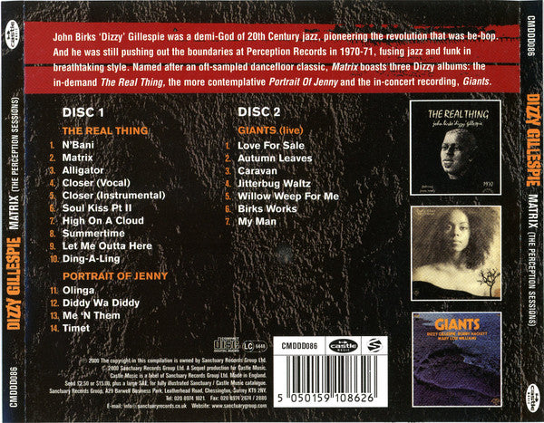 Dizzy Gillespie : Matrix (The Perception Sessions) (2xCD, Comp)