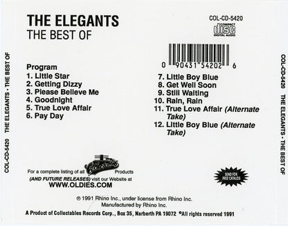 The Elegants : Little Star: The Best Of The Elegants (CD, Comp)