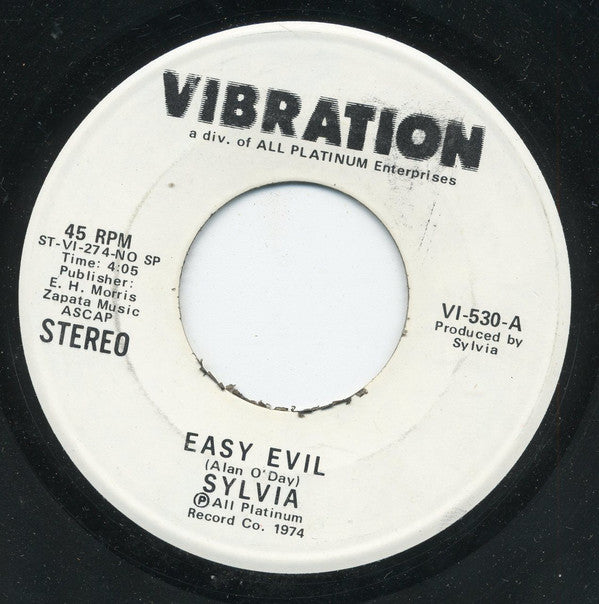 Sylvia Robinson : Easy Evil (7", Single, Promo)