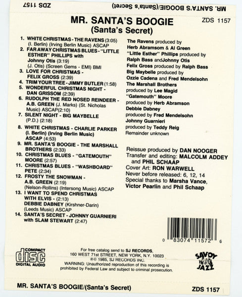 Various : Mr. Santa's Boogie (Santa's Secret) (CD, Comp)