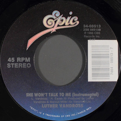 Luther Vandross : She Won't Talk To Me (7", Styrene, Car)