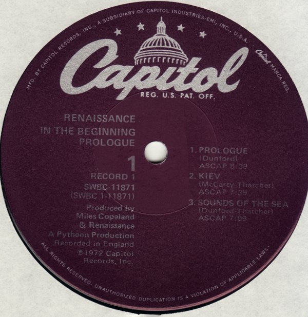 Renaissance (4) : In The Beginning... Prologue / Ashes Are Burning (2xLP, Comp, Win)
