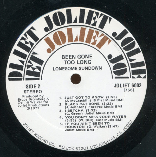 Lonesome Sundown : Been Gone Too Long (LP, Album)