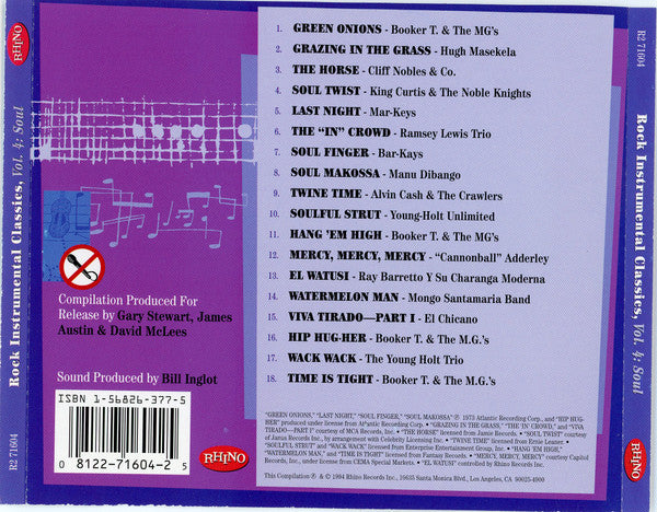Various : Rock Instrumental Classics, Vol 4: Soul (CD, Comp, RE, RM)