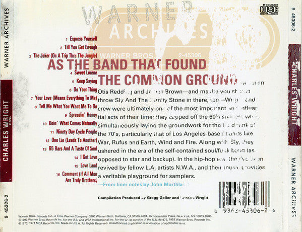 Charles Wright & The Watts 103rd St Rhythm Band : Express Yourself: The Best Of Charles Wright & The Watts 103rd Street Rhythm Band (CD, Comp)