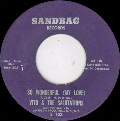 Vito & The Salutations : I'd Best Be Going (7", Single)