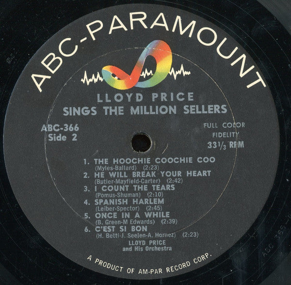 Lloyd Price And His Orchestra : Lloyd Price Sings The Million Sellers (LP, Album, Mono)
