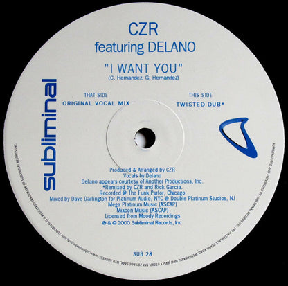 CZR Featuring Delano (2) : I Want You (12")