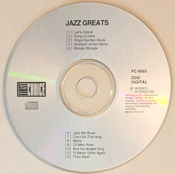 Benny Goodman, Tommy Dorsey, Bix Beiderbecke : Jazz Greats (CD, Comp)
