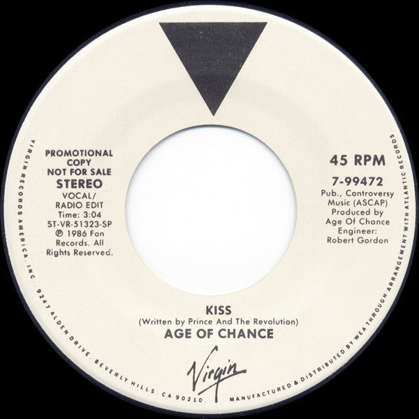 Age Of Chance : Kiss (7", Single, Promo)