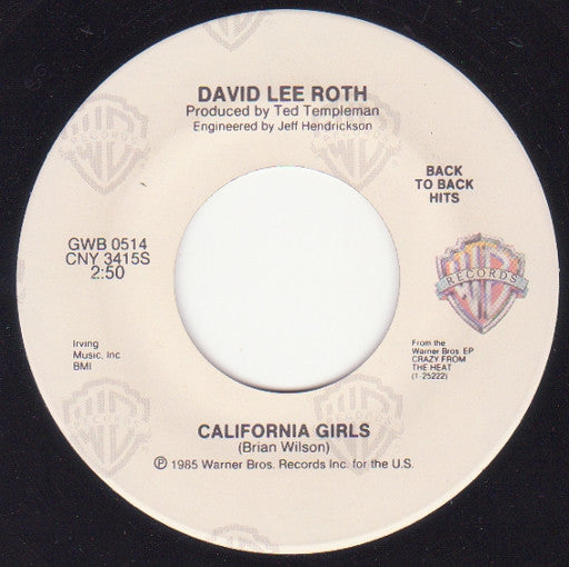 David Lee Roth : California Girls / Just A Gigolo (7")