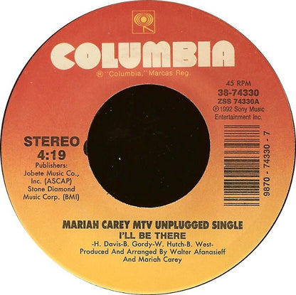 Mariah Carey : I'll Be There (7", Single)