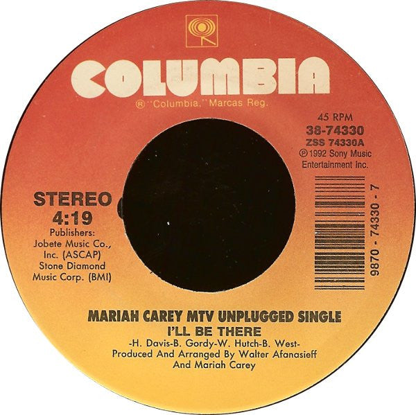Mariah Carey : I'll Be There (7", Single)