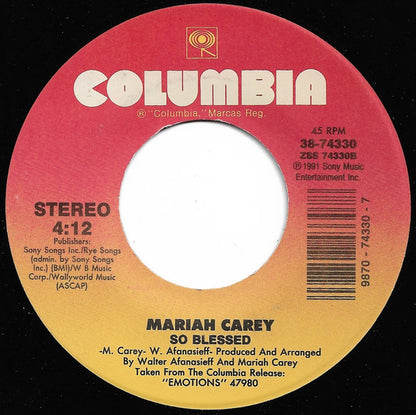 Mariah Carey : I'll Be There (7", Single)