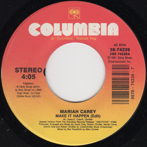 Mariah Carey : Make It Happen (7", Single)