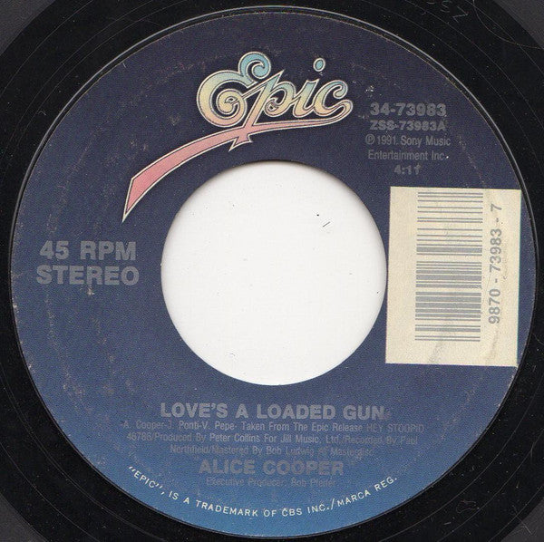 Alice Cooper (2) : Love's A Loaded Gun (7", Single, Styrene)