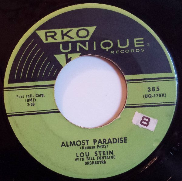 Lou Stein With Bill Fontaine Orchestra : Almost Paradise (7")